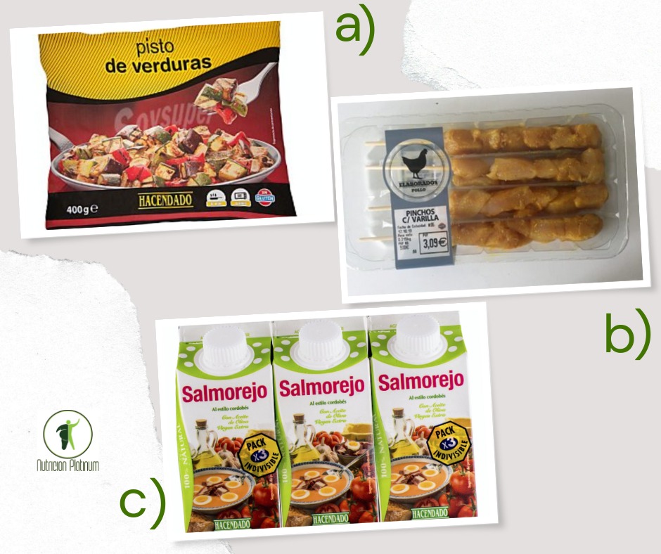 PISTO DE VERDURAS CON PINCHOS DE POLLO Y SALMOREJO